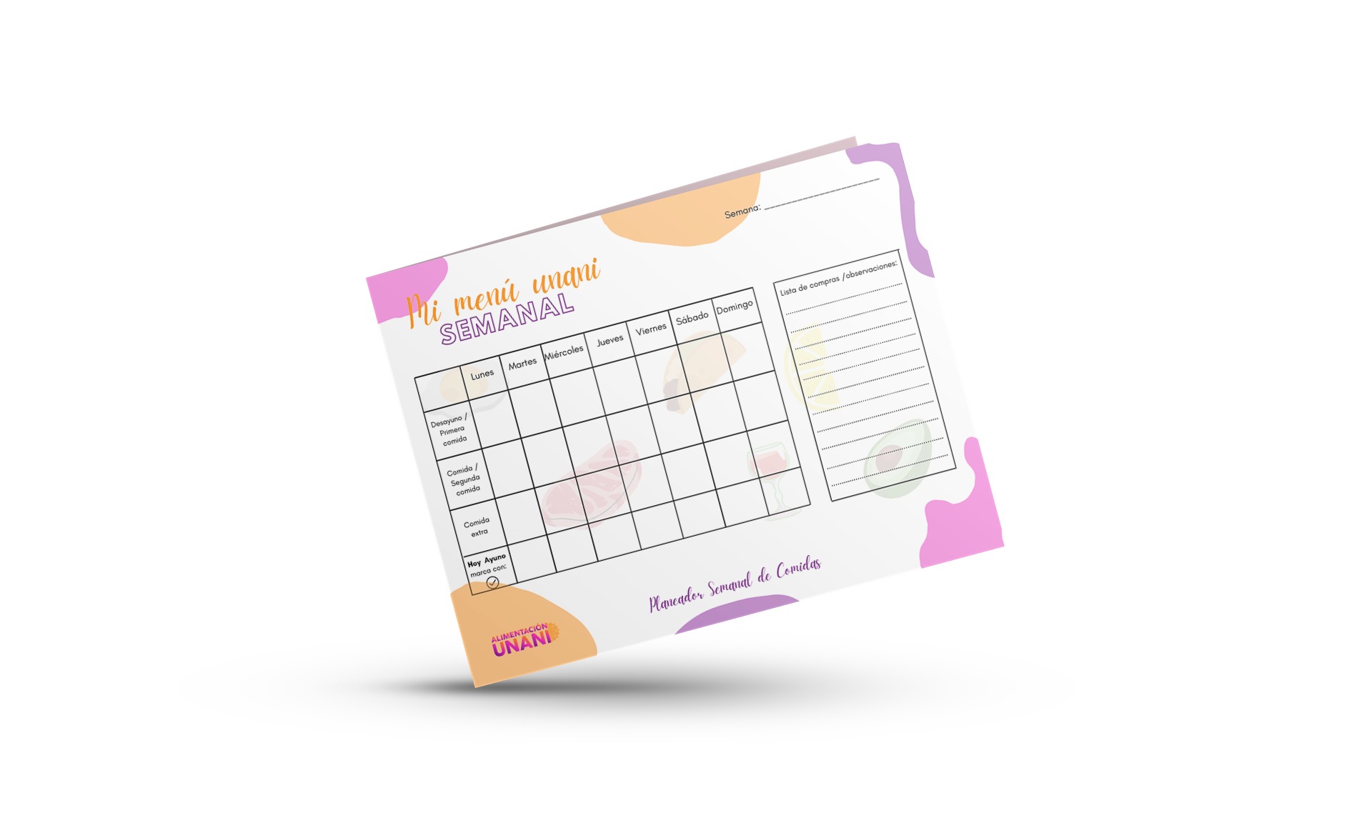 mockup planeador semanal comidas mockup planeador semanal comidas